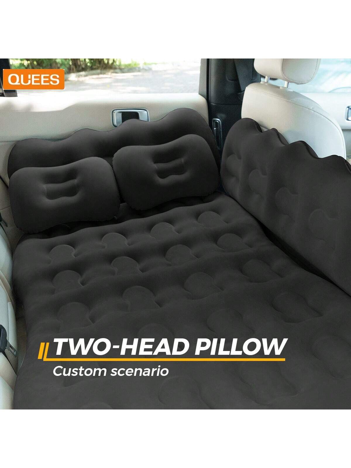 QUEES Car Inflatable Air Mattress - Universal 4-Season Inflatable Mattress, Enlarged Side Cushion Design Comfortable Inflatable Mattress