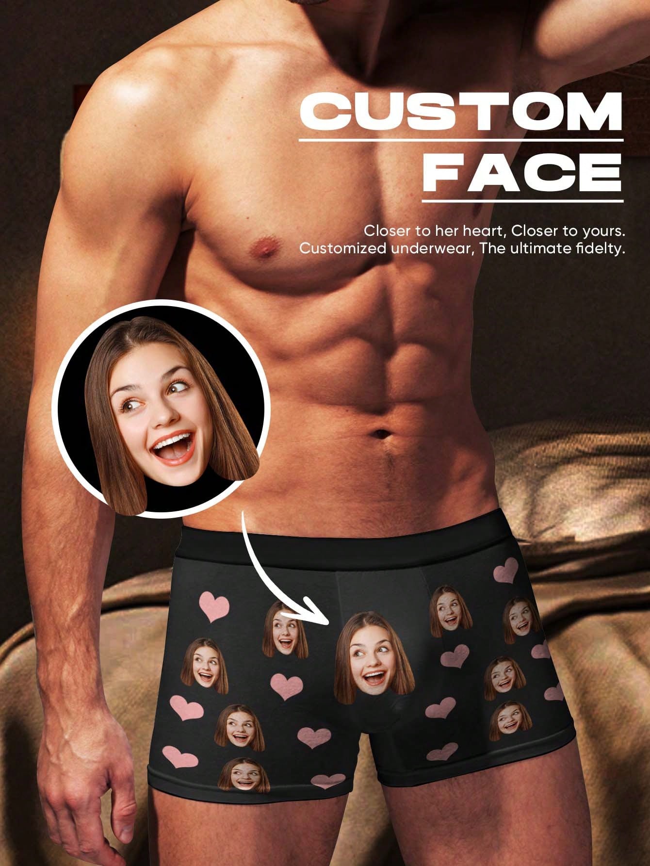 1pc Custom Face Boxers For Men, Personalized Photo Underwear, Custom Face Boxer Briefs, Personalized Boxers For Husband, Custom Face Underwear, Custom Funny Faces Boxers Briefs, Anniversary Gift For Men Ideal Gifts For Him Boyfriend, Friends Bedroom, For