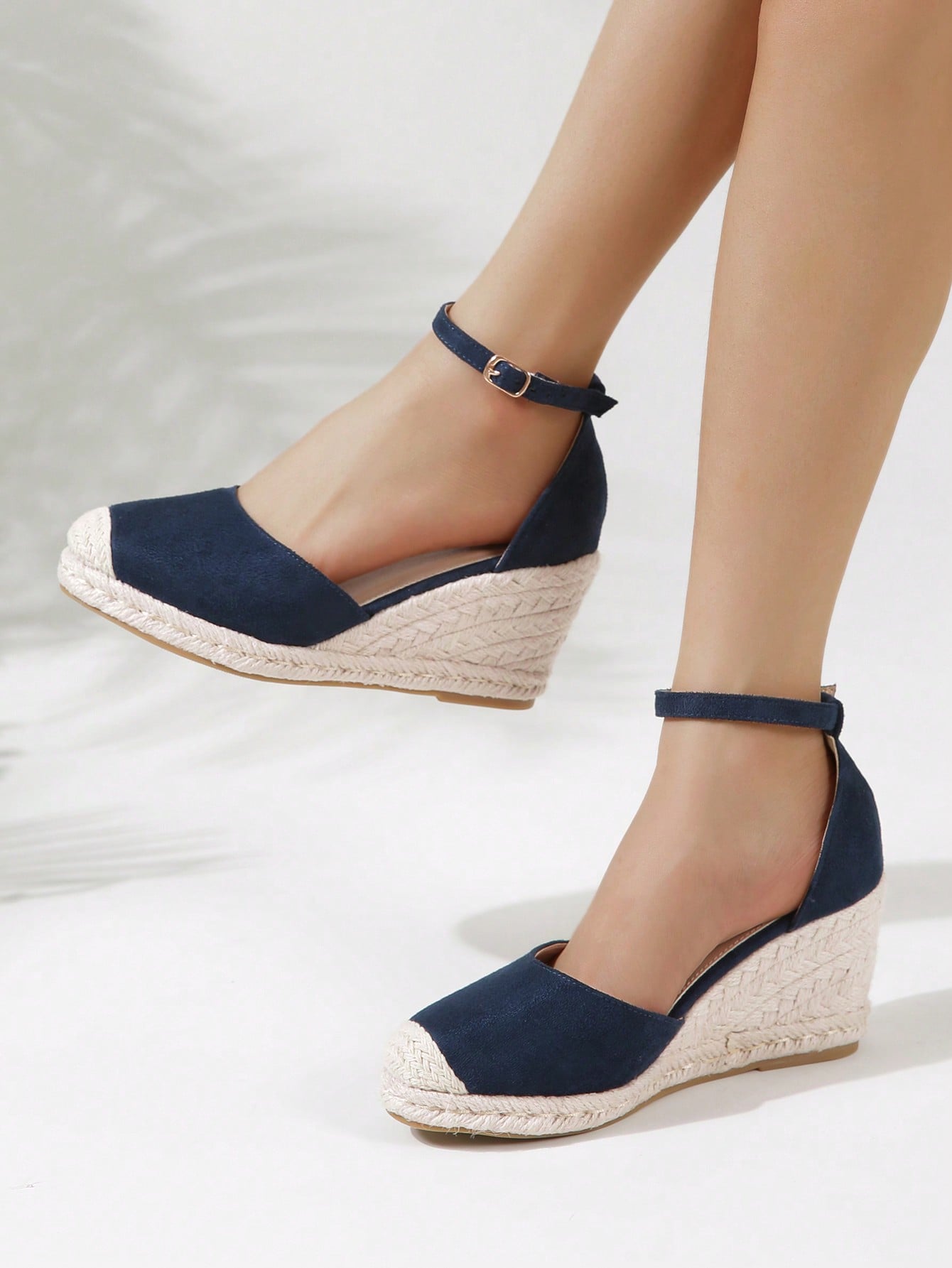 Women's Slip On Suede-Like Espadrille Wedge Mule Flats Casual Shoes