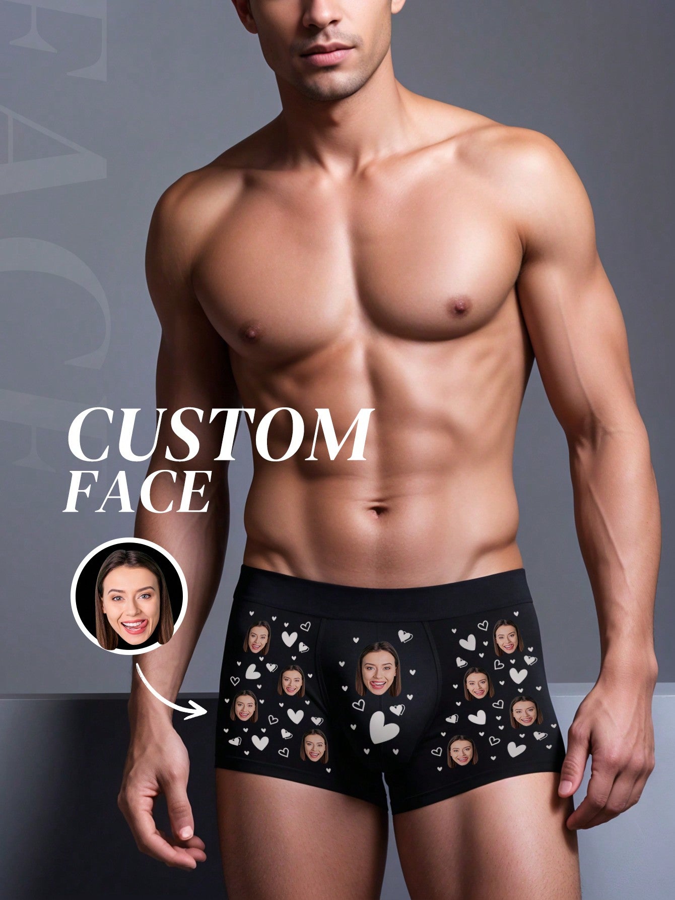 1pc Custom Face Boxers For Men, Personalized Photo Underwear, Custom Face Boxer Briefs, Personalized Boxers For Husband, Custom Face Underwear, Custom Funny Faces Boxers Briefs, Anniversary Gift For Men Ideal Gifts For Him Boyfriend, Friends Bedroom, For