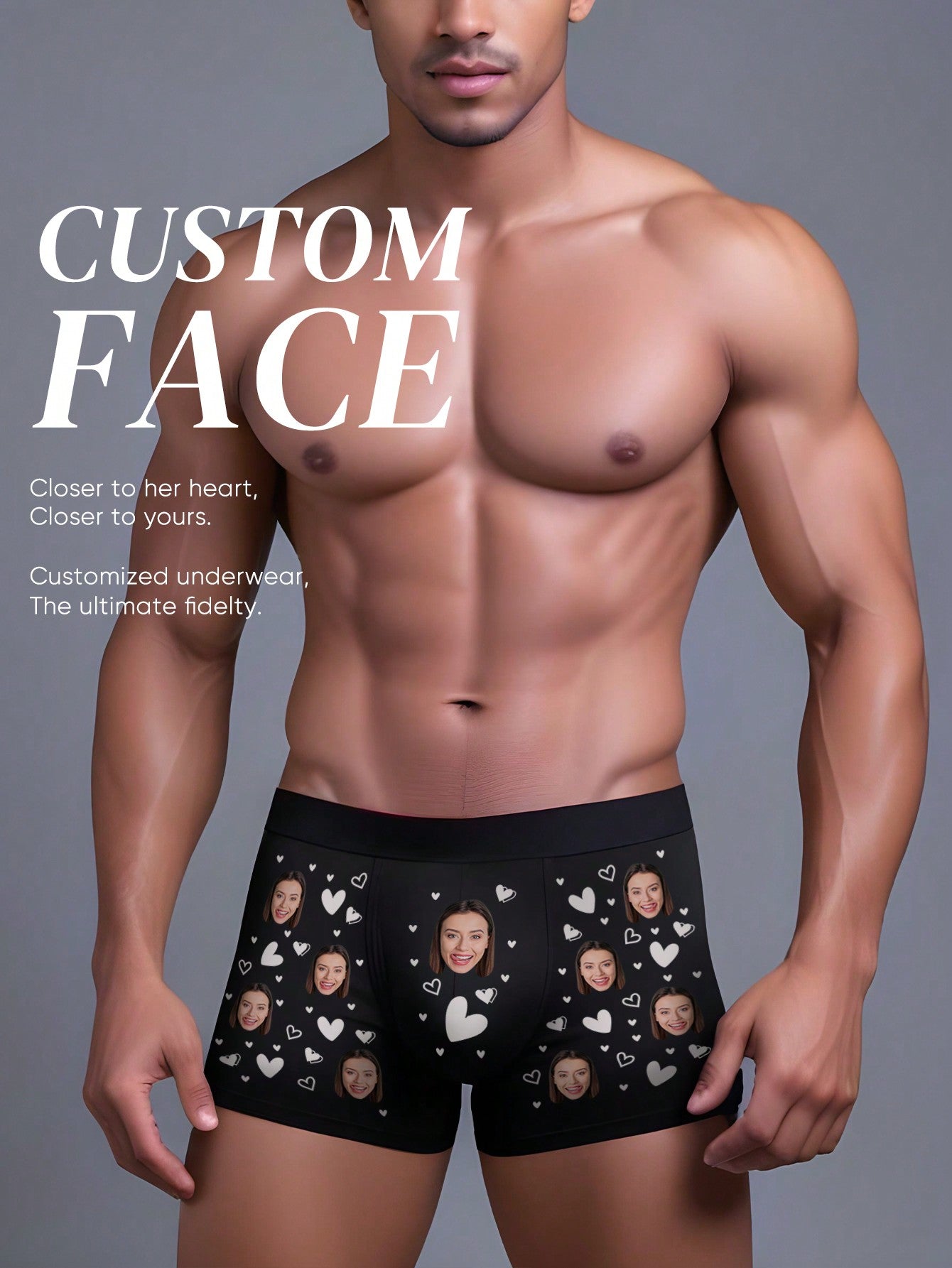 1pc Custom Face Boxers For Men, Personalized Photo Underwear, Custom Face Boxer Briefs, Personalized Boxers For Husband, Custom Face Underwear, Custom Funny Faces Boxers Briefs, Anniversary Gift For Men Ideal Gifts For Him Boyfriend, Friends Bedroom, For