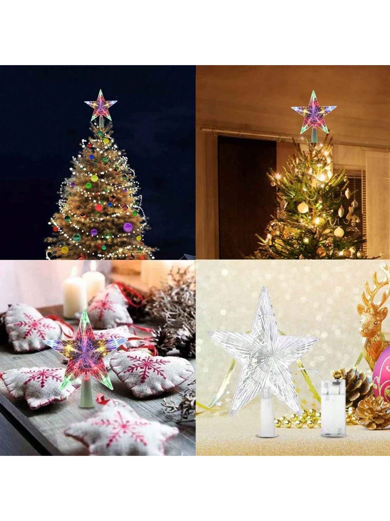 1Pc Christmas Tree Topper Star Indoor Christmas Tree Topper Star Warm White Decorative Star Lights For Christmas Party Restaurant Department Store New Year