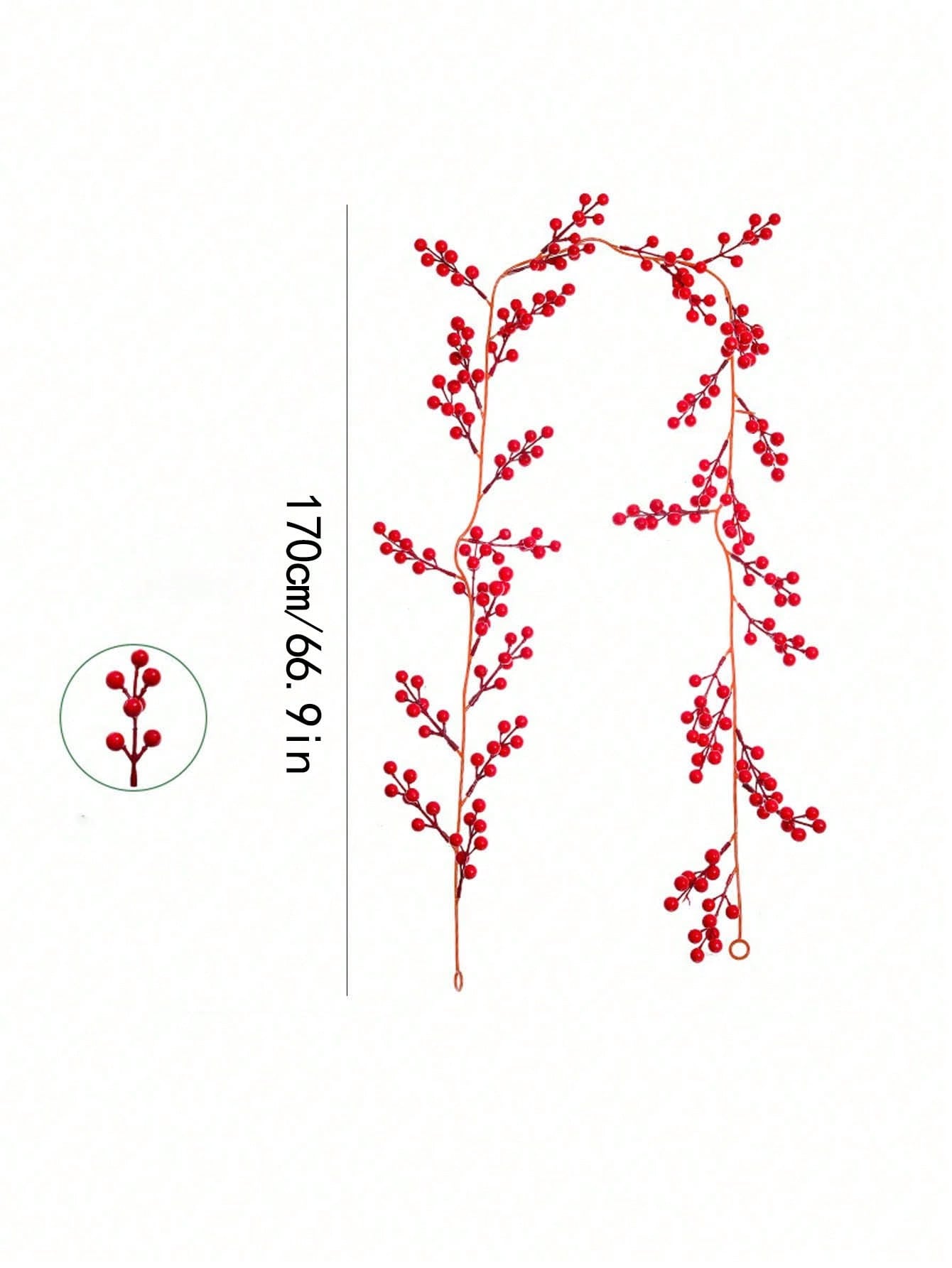 1pc Hanging Red Berry Vine Decor, Suitable For Christmas Tree, Dining Table, Fireplace, New Year, Party Decoration, Room, Home, Outdoor Garden,Christmas