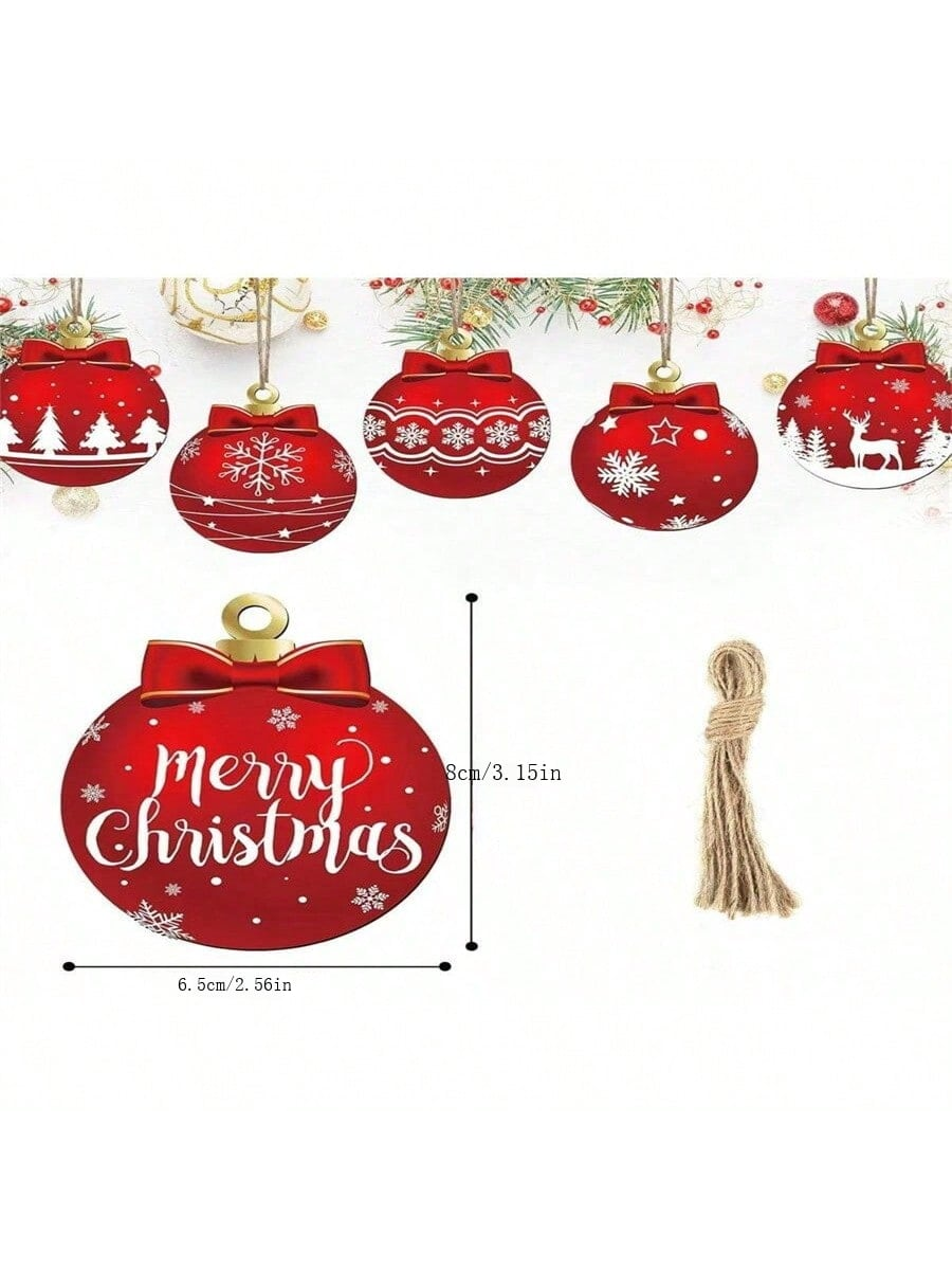 12pcs/24pcs Mixed Christmas Ornament Wooden Hanging Decoration, Christmas Decoration For Home, Creates Holiday Atmosphere