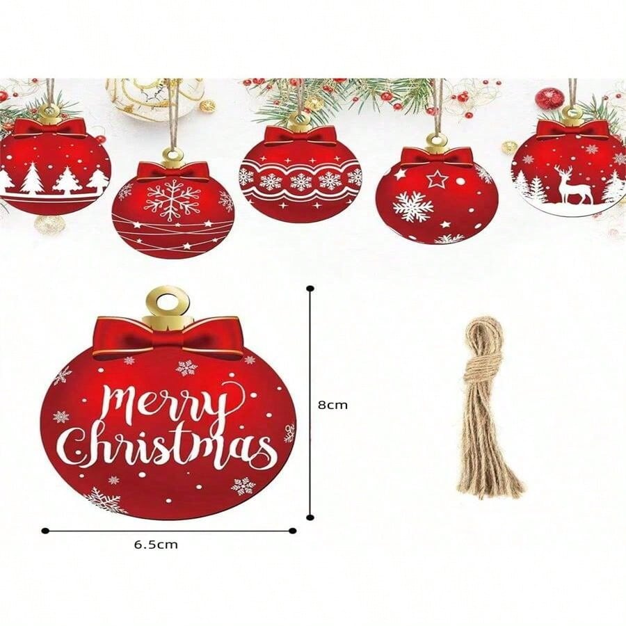 12pcs/24pcs Mixed Christmas Ornament Wooden Hanging Decoration, Christmas Decoration For Home, Creates Holiday Atmosphere