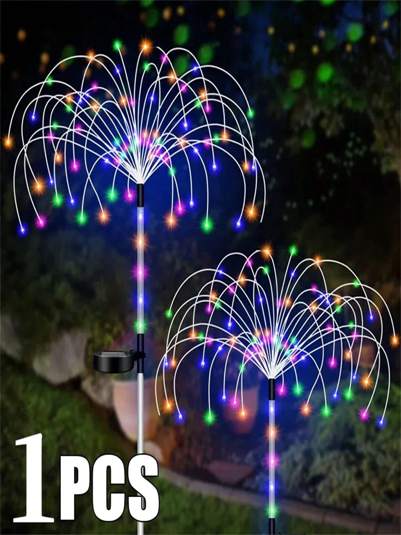 1pc/4pcs Solar Fireworks Garden Lights With Luminous Rods, 2/8 Lighting Modes, Outdoor Copper Wire Fireworks Light String, Suitable For Landscape Courtyard Paths, Commercial Lighting Atmosphere, Holiday Decoration