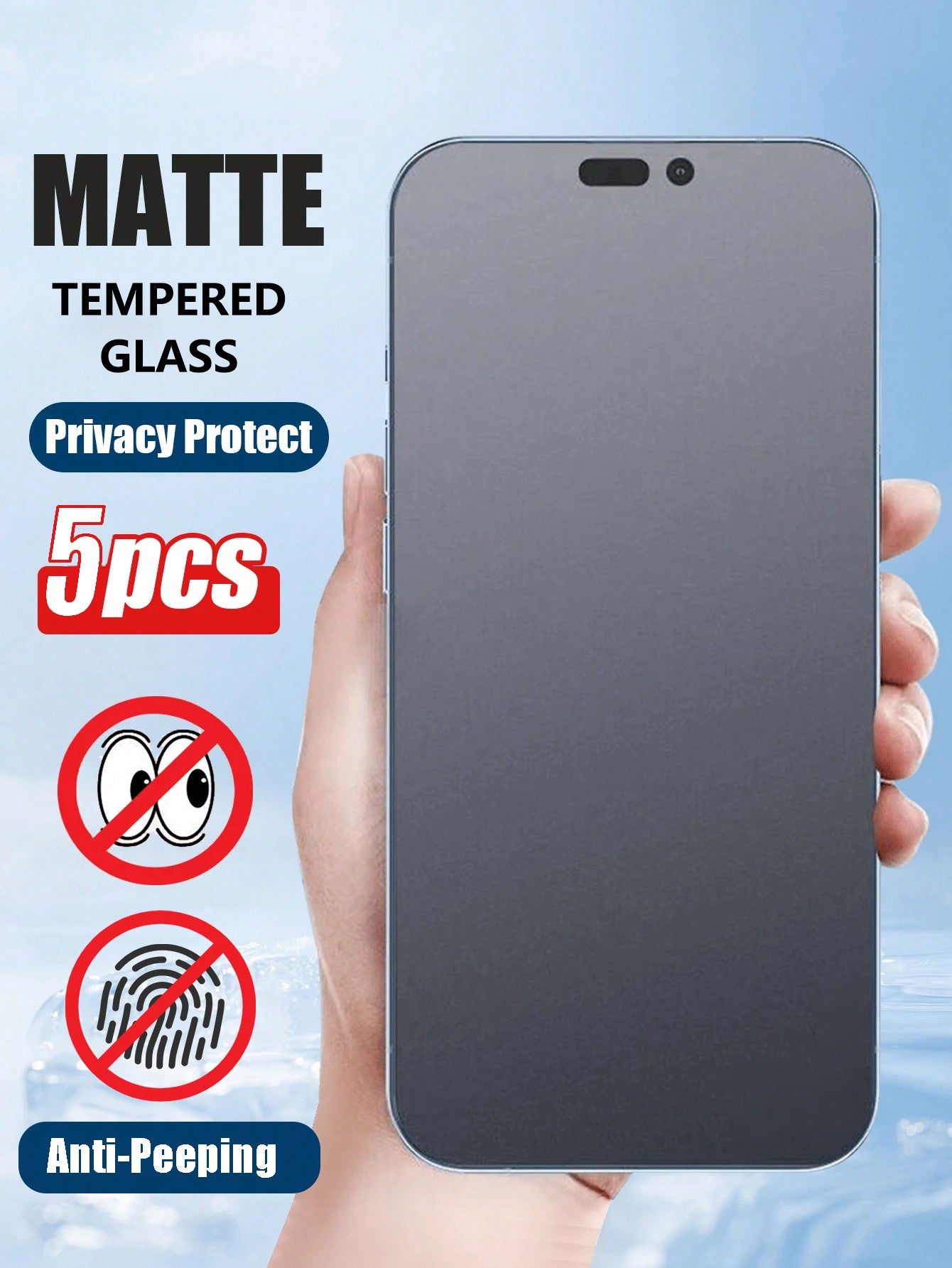 2pcs/Set Matte Anti-Peeping Tempered Glass Screen Protector, Anti-Spy, Protecting Privacy, Full Coverage, Anti-Fingerprints, Anti-Fall, Anti-Scratch, Privacy Protection, Delicate Touch, Compatible With Compatible With Iphone 15/15Plus/15Pro/15Pro Max,IPh