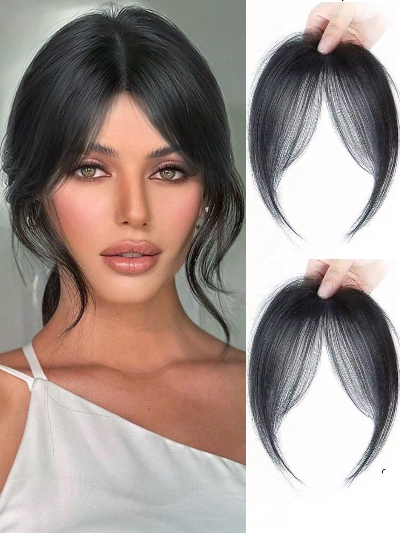 Synthetic Bangs Wig For Women With Natural Side Bangs Fluffy And Add Hair Flipper Bangs