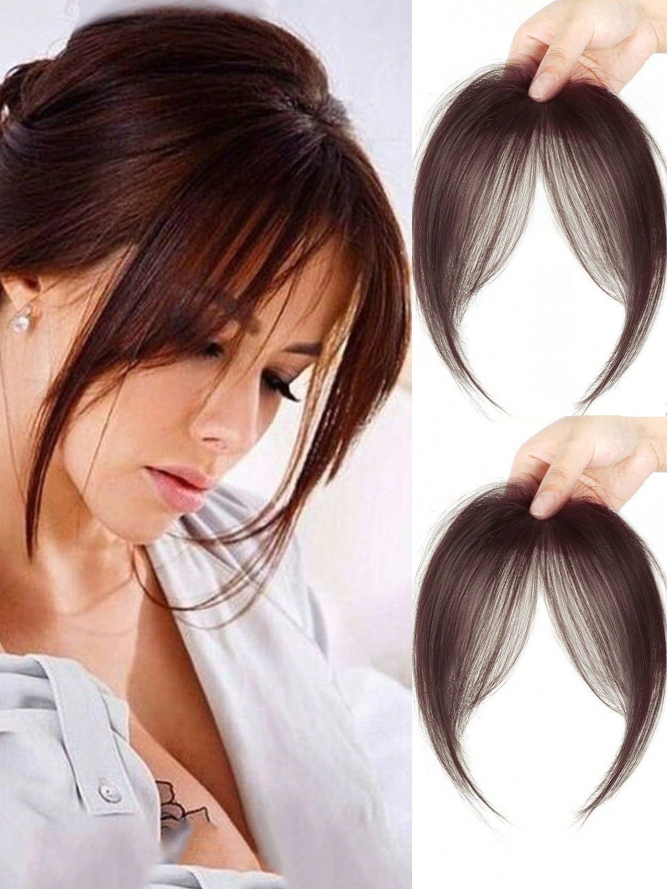 Synthetic Bangs Wig For Women With Natural Side Bangs Fluffy And Add Hair Flipper Bangs