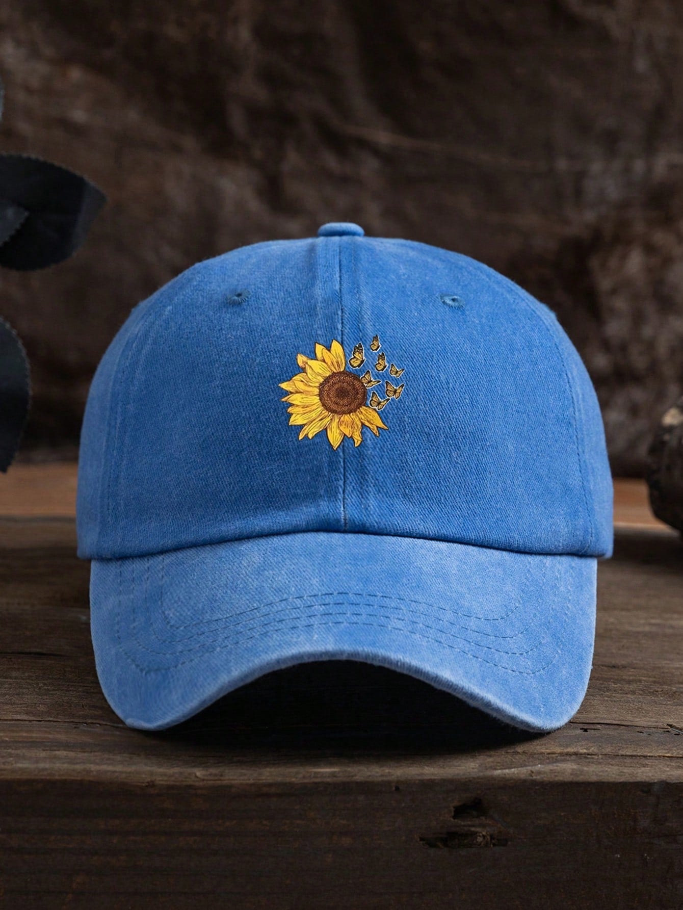 1pc Unisex Outdoor Casual Sunflower Print Adjustable Baseball Cap