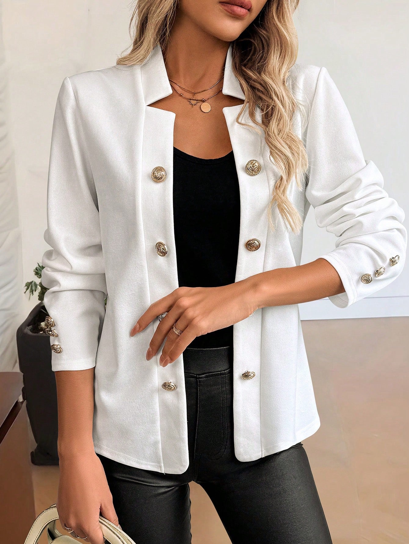 Clasi Women's Casual Plain Double Breasted Jacket For Spring And Autumn