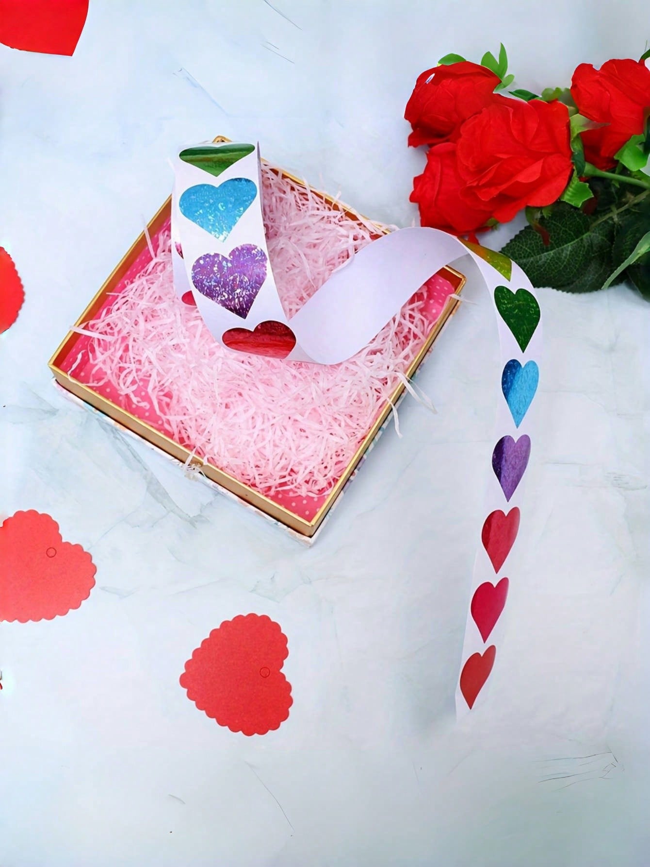 1/2/3 Roll(S), 500pcs/Roll Heart-Shaped Sticker, Mixed Colors, For Gift Wrapping, Cards And Envelopes