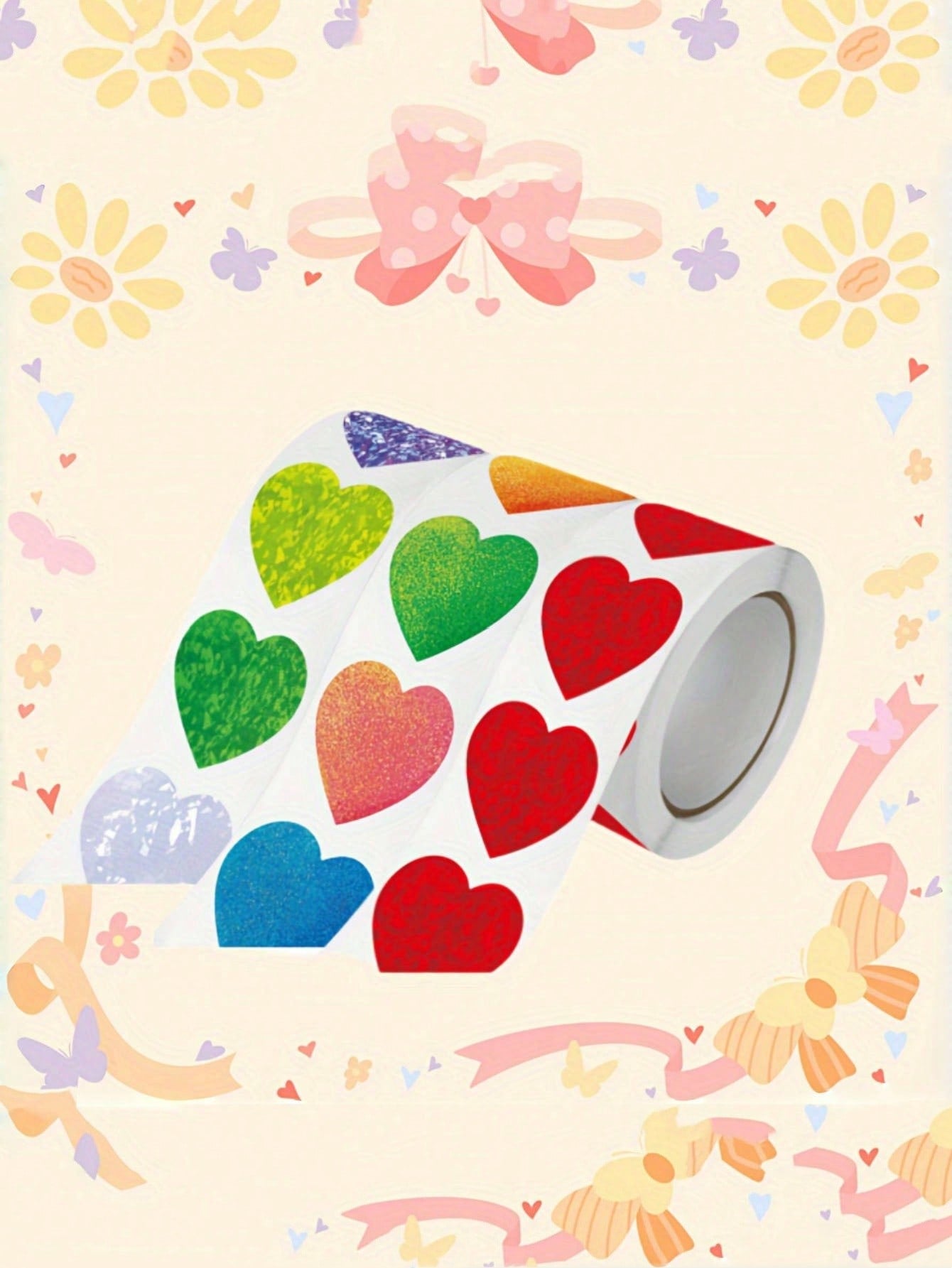 1/2/3 Roll(S), 500pcs/Roll Heart-Shaped Sticker, Mixed Colors, For Gift Wrapping, Cards And Envelopes