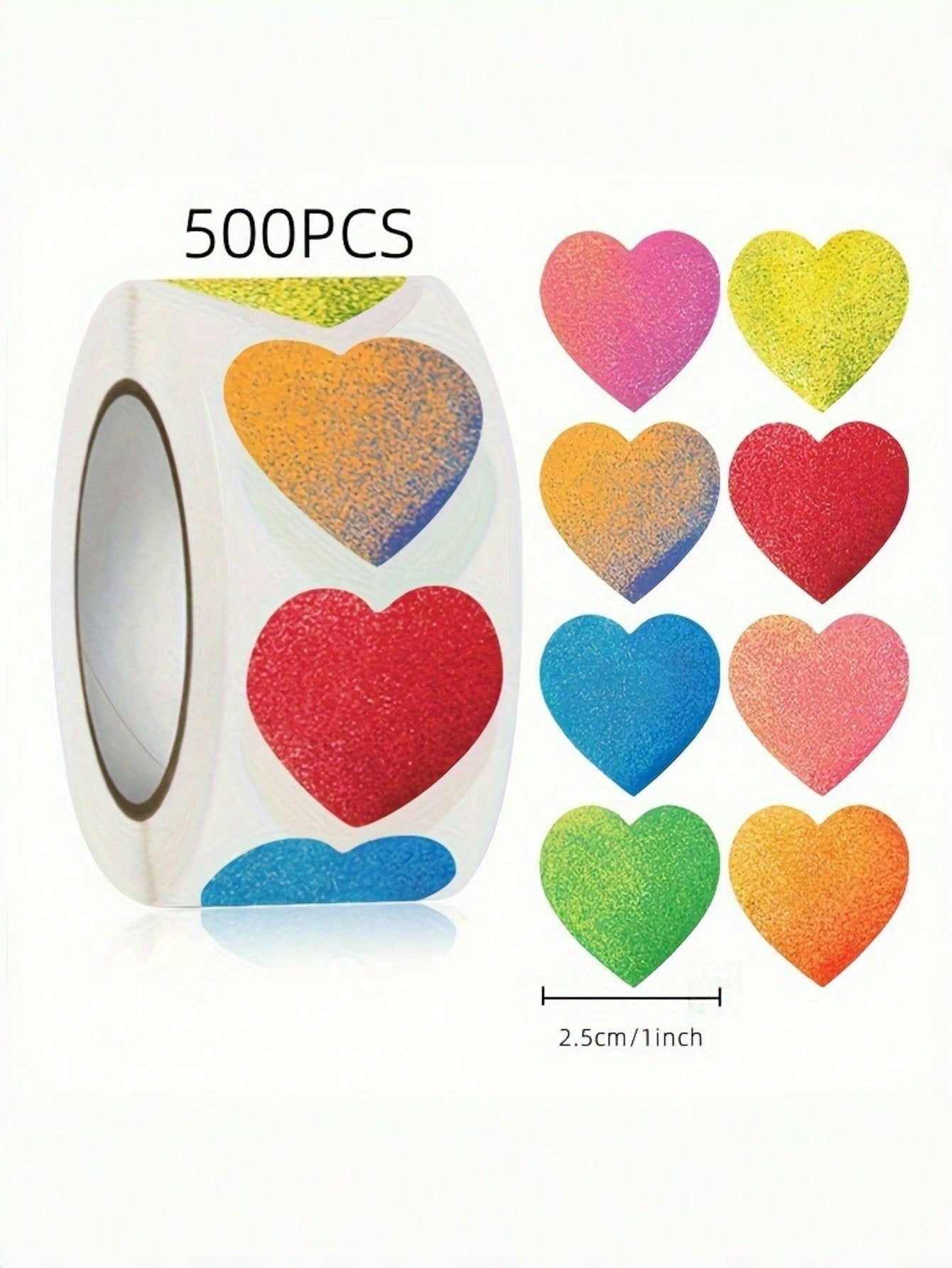 1/2/3 Roll(S), 500pcs/Roll Heart-Shaped Sticker, Mixed Colors, For Gift Wrapping, Cards And Envelopes