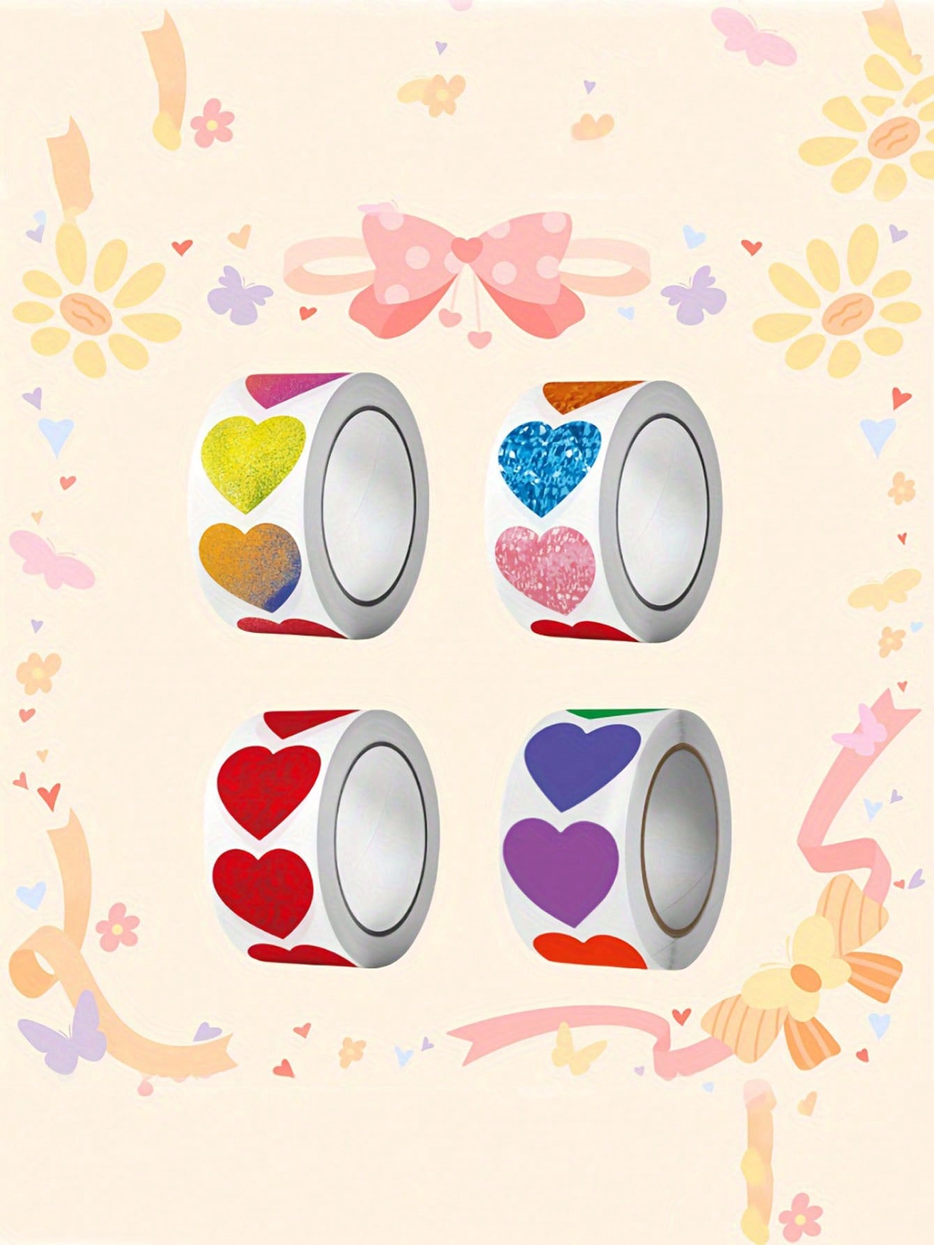 1/2/3 Roll(S), 500pcs/Roll Heart-Shaped Sticker, Mixed Colors, For Gift Wrapping, Cards And Envelopes