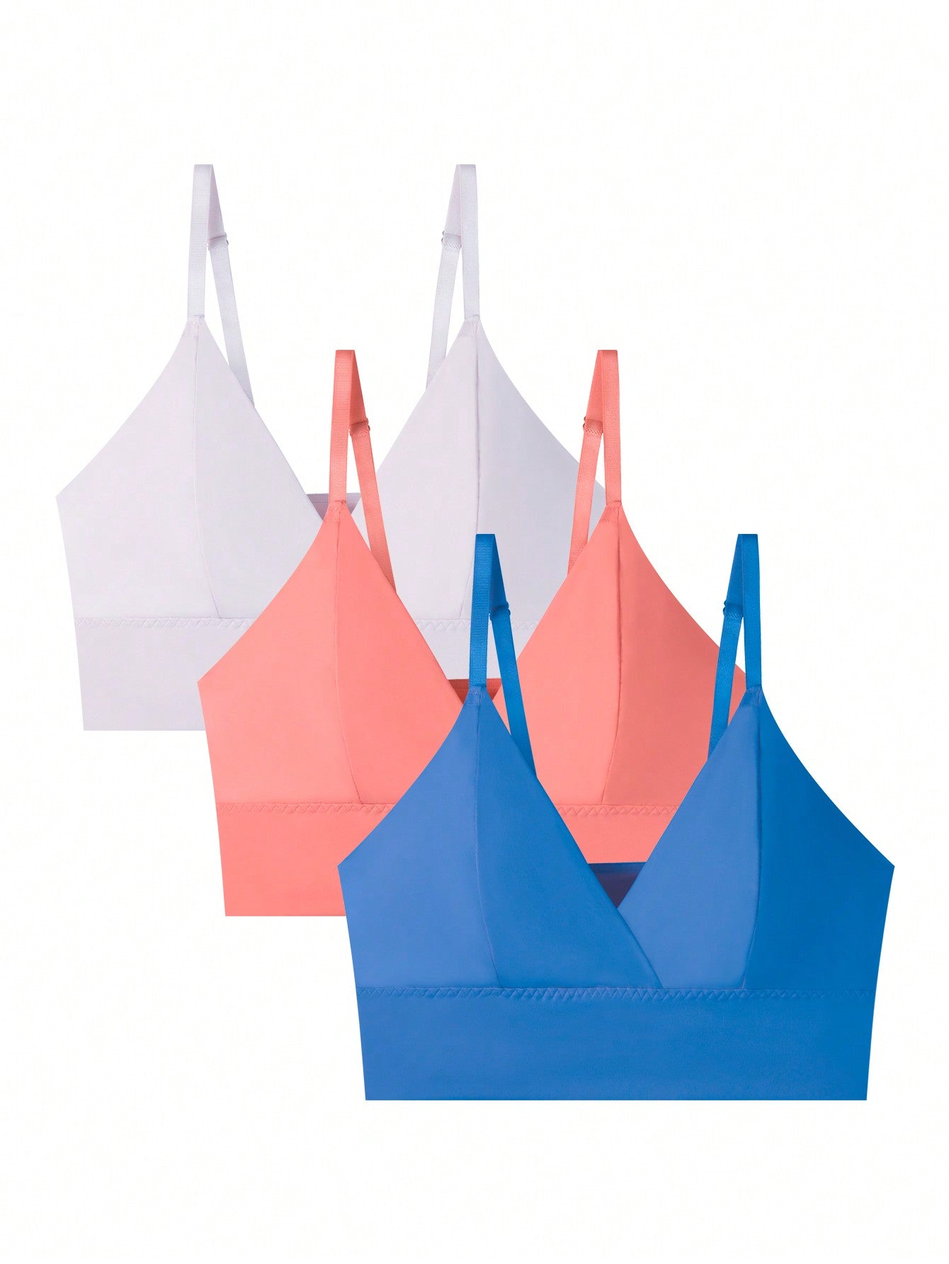 3pcs/Set Plus Size Solid Color Criss-Cross Wrap Spaghetti Strap Wireless Bras