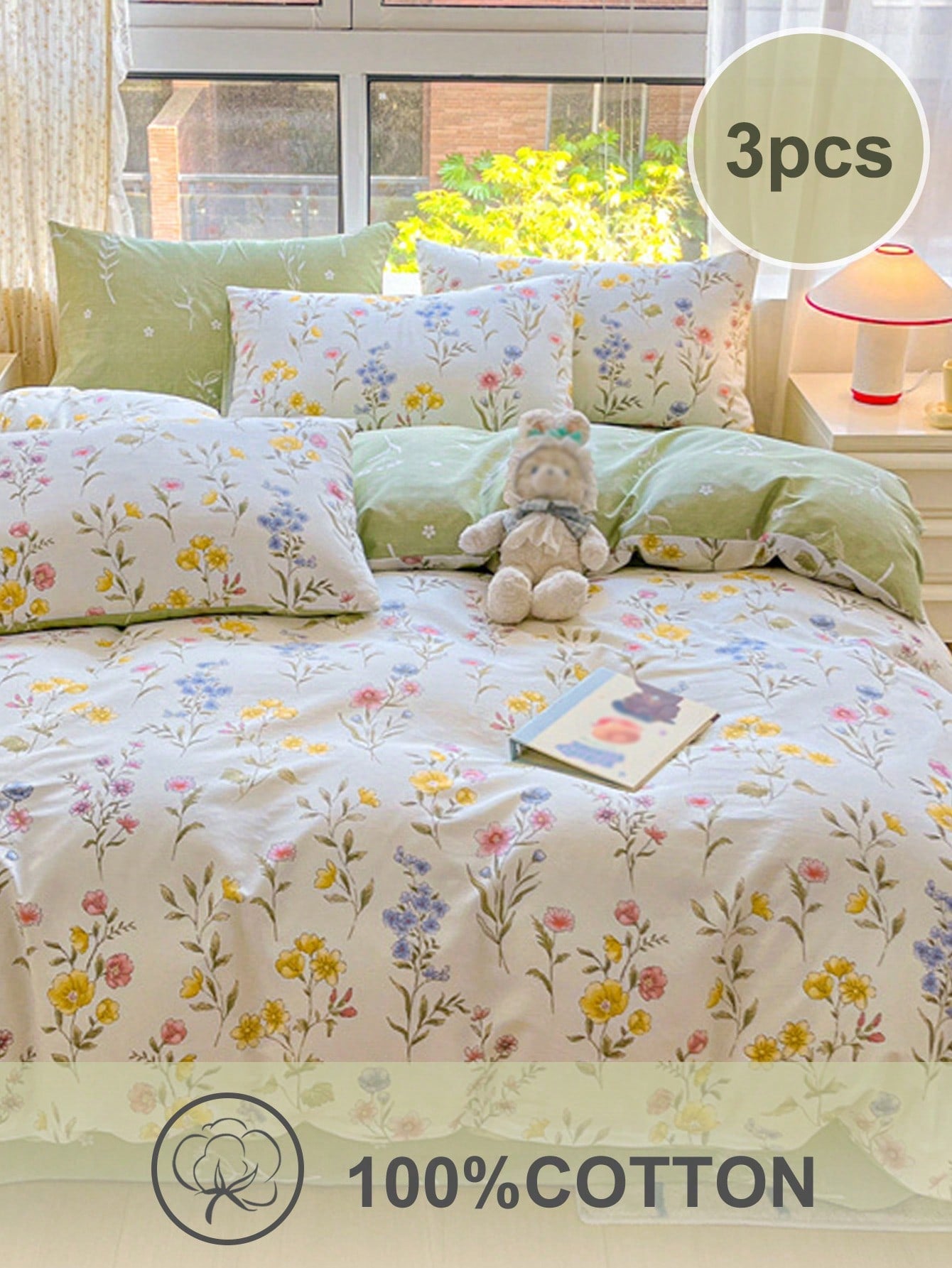 3pcs Ditsy Ditsy Floral Comfortable All-Season Duvet Cover Set