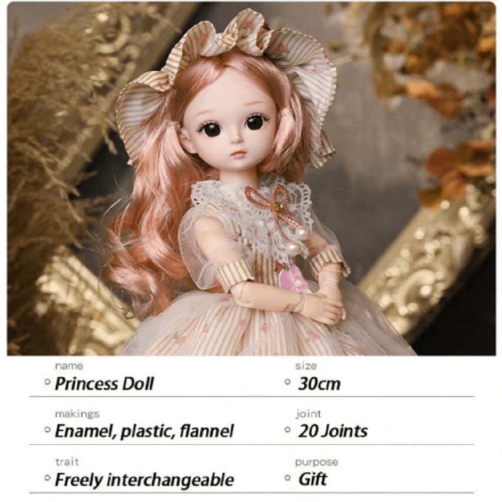 30cm Bjd Doll Doll 20 Joints Movable Suit Doll Princess Skirt Doll Vinyl Body Doll Gift