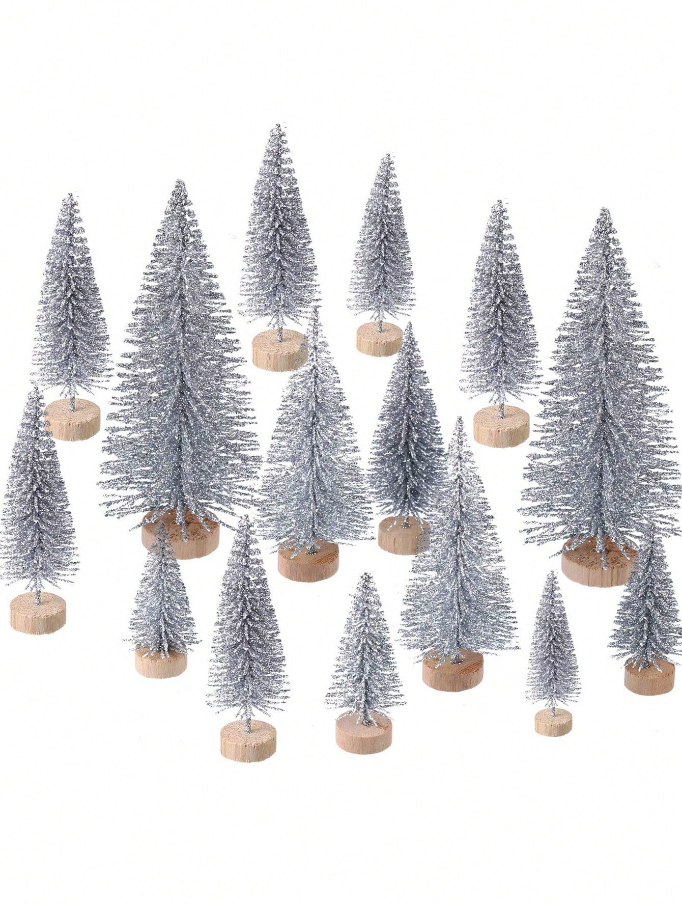 6pcs-Artificial Mini Christmas Trees, Bottle Brush Trees With Wood Base, Artificial Frosted Sisal Xmas Tree, DIY Crafts Mini Pine Tree For Christmas Decor,Christmas Party,Home,Table Craft Decorations,Winter Ornaments(Gold)