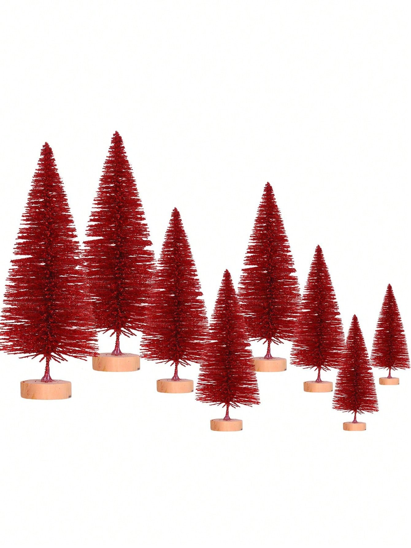 6pcs-Artificial Mini Christmas Trees, Bottle Brush Trees With Wood Base, Artificial Frosted Sisal Xmas Tree, DIY Crafts Mini Pine Tree For Christmas Decor,Christmas Party,Home,Table Craft Decorations,Winter Ornaments(Gold)