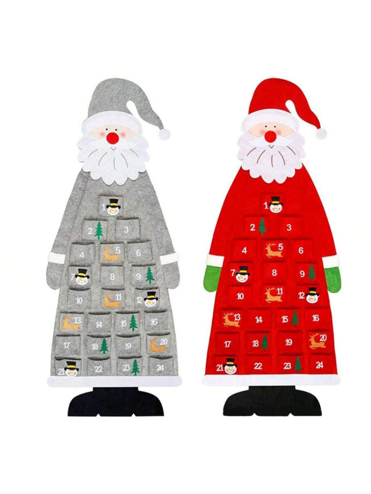 Christmas Advent Calendar 24-Day Countdown Santa Claus And Christmas Tree Style Felt Material Indoor Hanging Decoration For Holiday Festivities