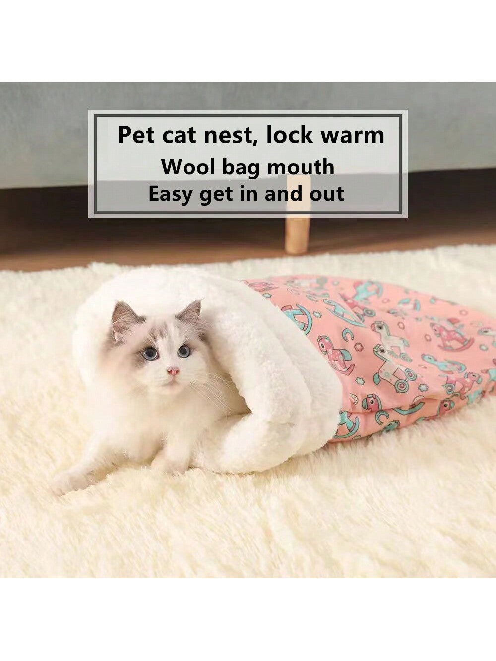 1pc Pet Sleeping Bag, Cat Bed, 4-Season Warm Nest Suitable For Cats/Dogs Under 8kg