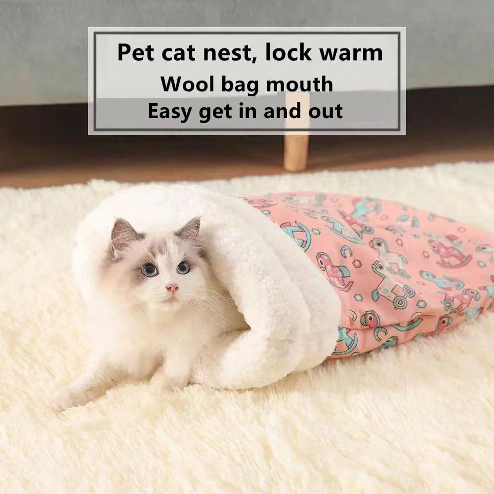 1pc Pet Sleeping Bag, Cat Bed, 4-Season Warm Nest Suitable For Cats/Dogs Under 8kg