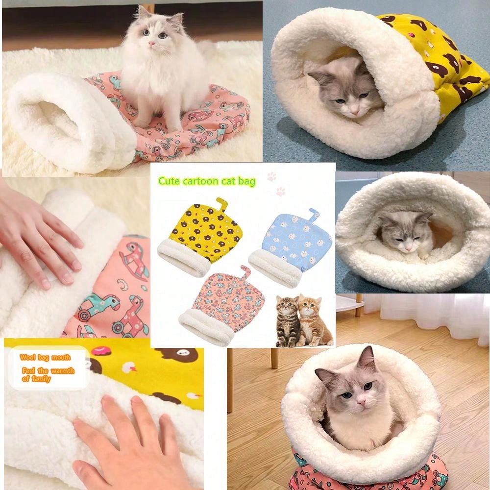 1pc Pet Sleeping Bag, Cat Bed, 4-Season Warm Nest Suitable For Cats/Dogs Under 8kg