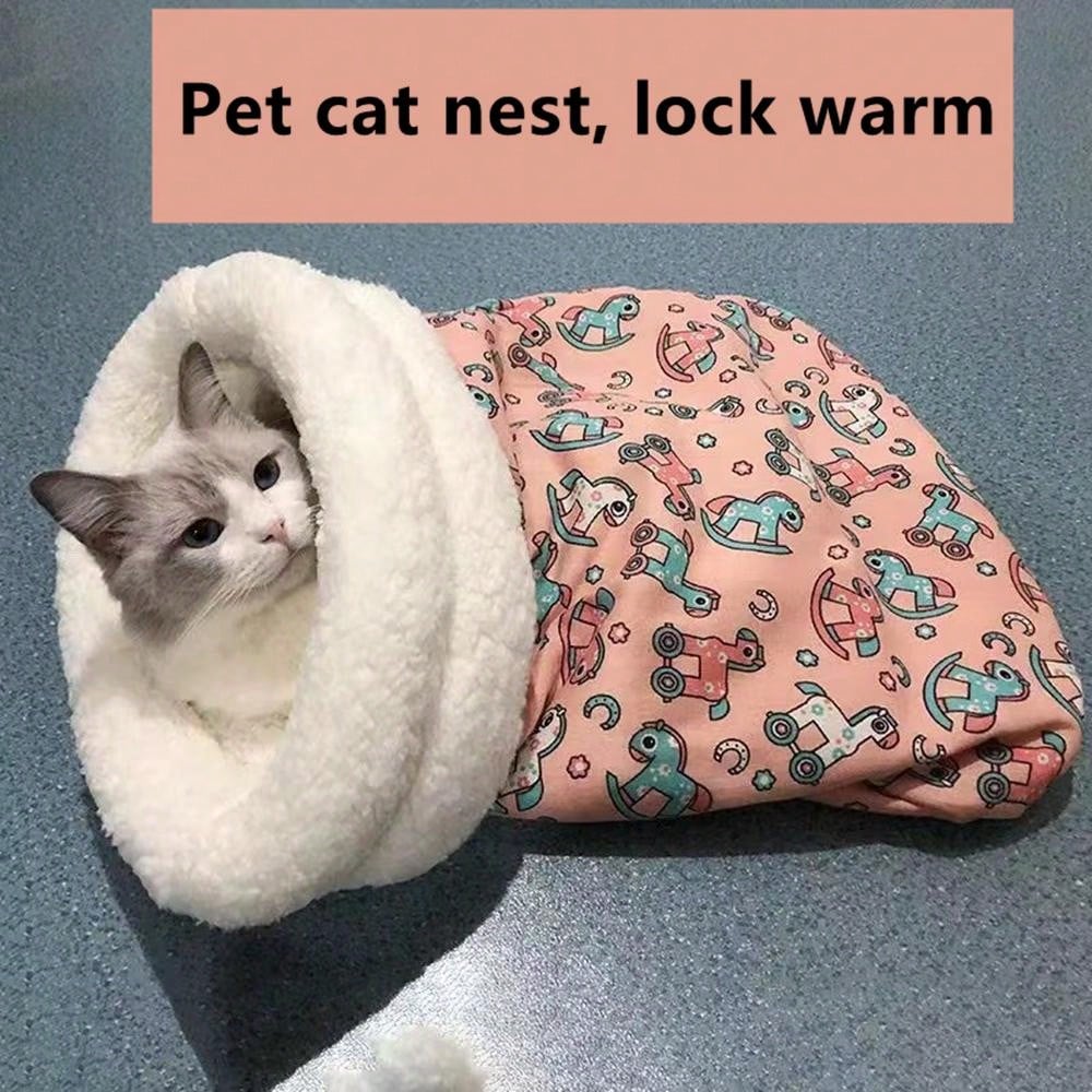 1pc Pet Sleeping Bag, Cat Bed, 4-Season Warm Nest Suitable For Cats/Dogs Under 8kg