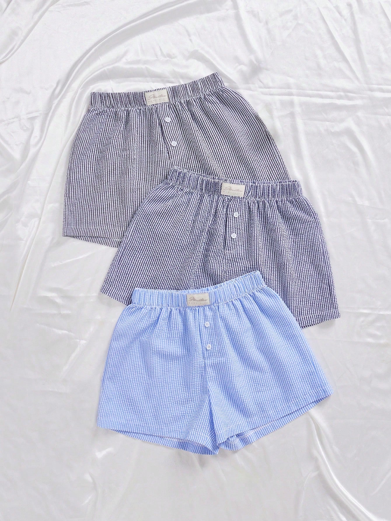 Women Casual Striped Elastic Waist Comfortable Shorts, Loungewear Set For Summer