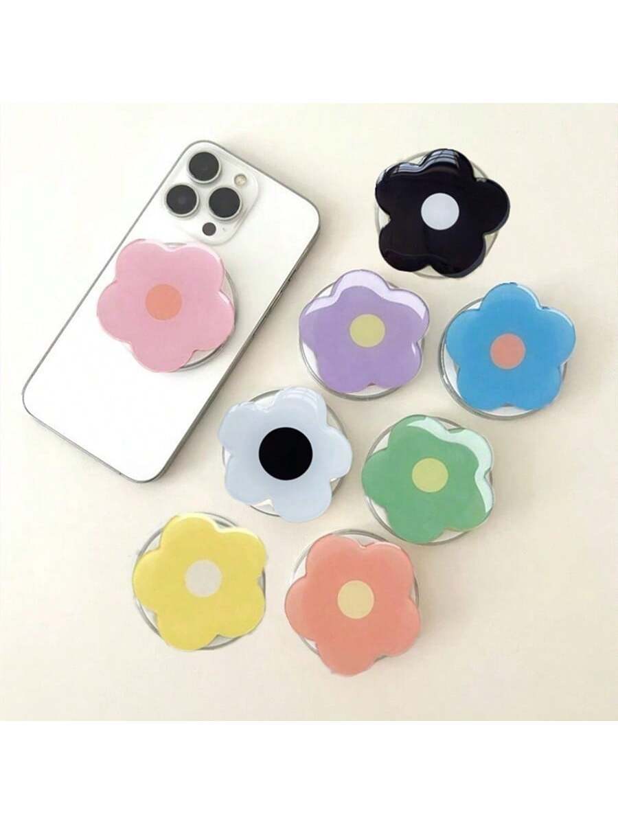 1pc Self-Adhesive Retractable Multicolor Flower Phone Holder