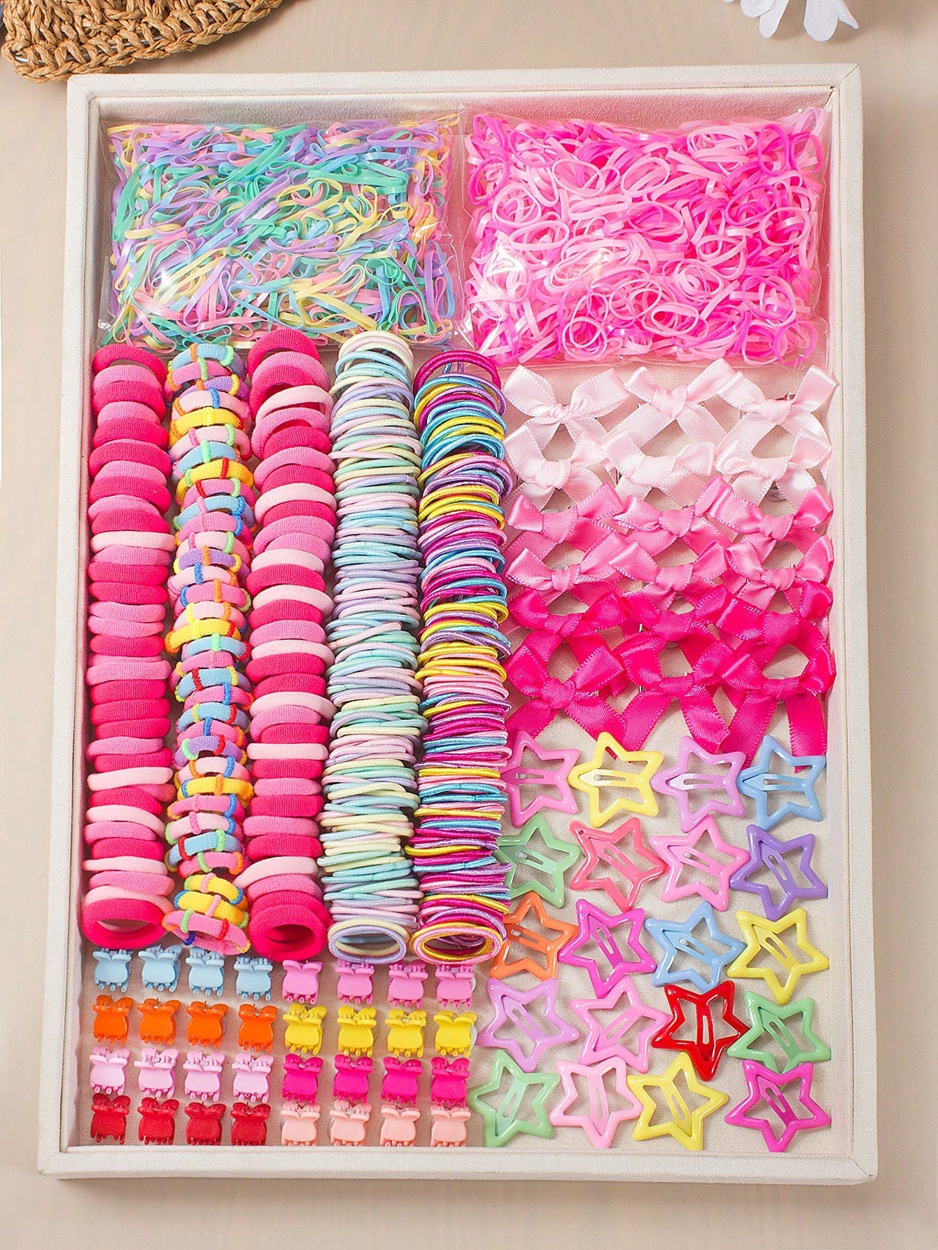 267pcs Kids Girls Multicolor Hair Scrunchies, Bow Hair Clips, Rabbit Ears Headbands, Hair Ties, Cute Hair Accessories Set