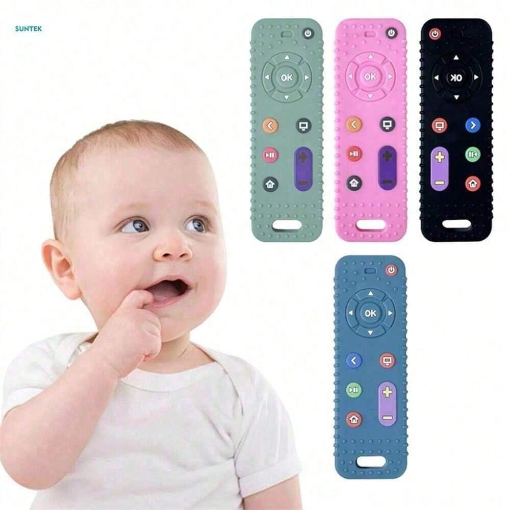 1 Pc Silicone Remote Control Model, Soft Silicone Teething Toy Suitablefor Toddler Boys And Girls Christmas Gift Baby Toys, Soothes Teething Pain, Relieves Sore Gums, Cute Pattern Suitable,Remote Control Chew Toy,Safe Eating,Infant Teether Bite Toy,Thank