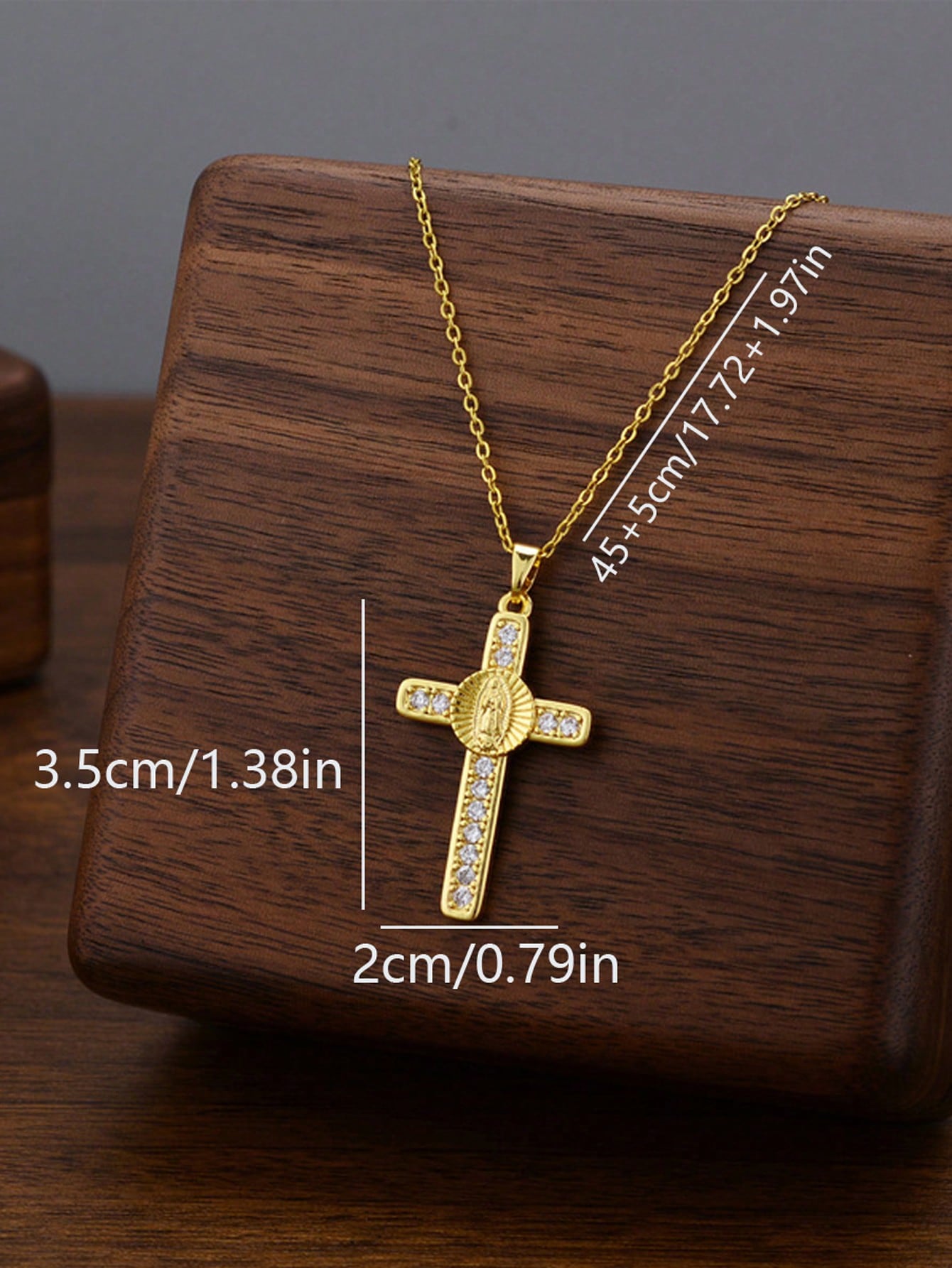 Fashion Design Sense Cross Madonna Pendant Necklace Light Luxury High Sense Titanium Steel Clavicle Chain Ideal Gift Choice