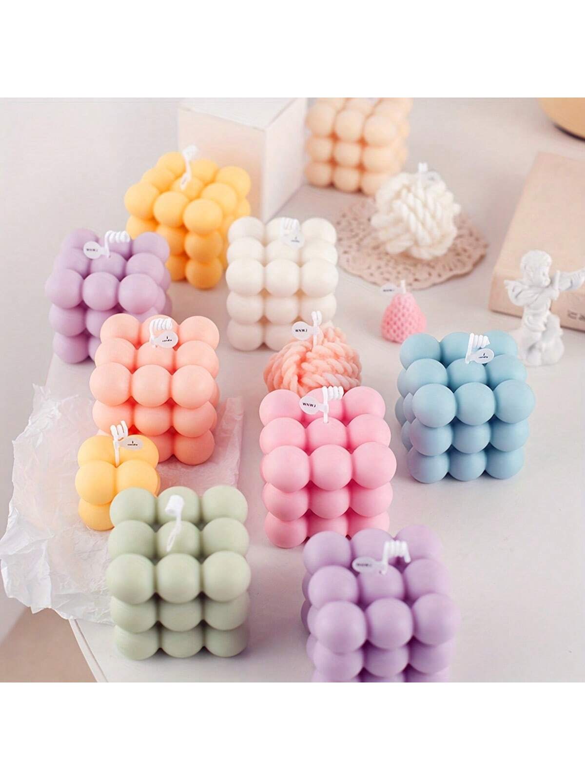 3D Silicone Candle Mold Cylindrical Bubble Round Ball Scented Aromatherapy Plaster Candle Mould DIY Cake Handmade Making Mold