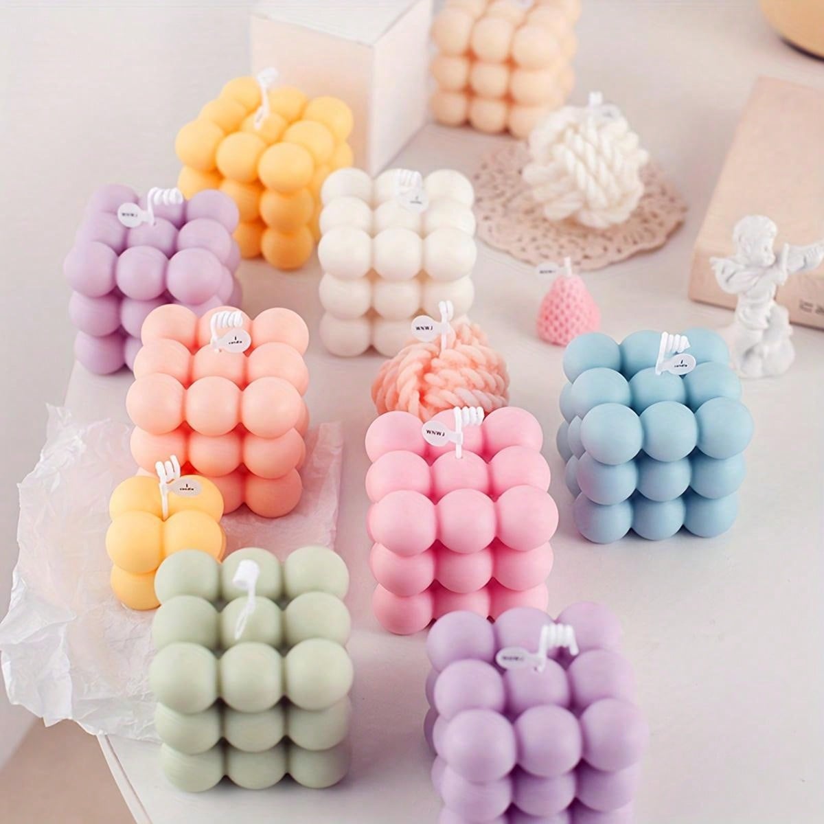 3D Silicone Candle Mold Cylindrical Bubble Round Ball Scented Aromatherapy Plaster Candle Mould DIY Cake Handmade Making Mold