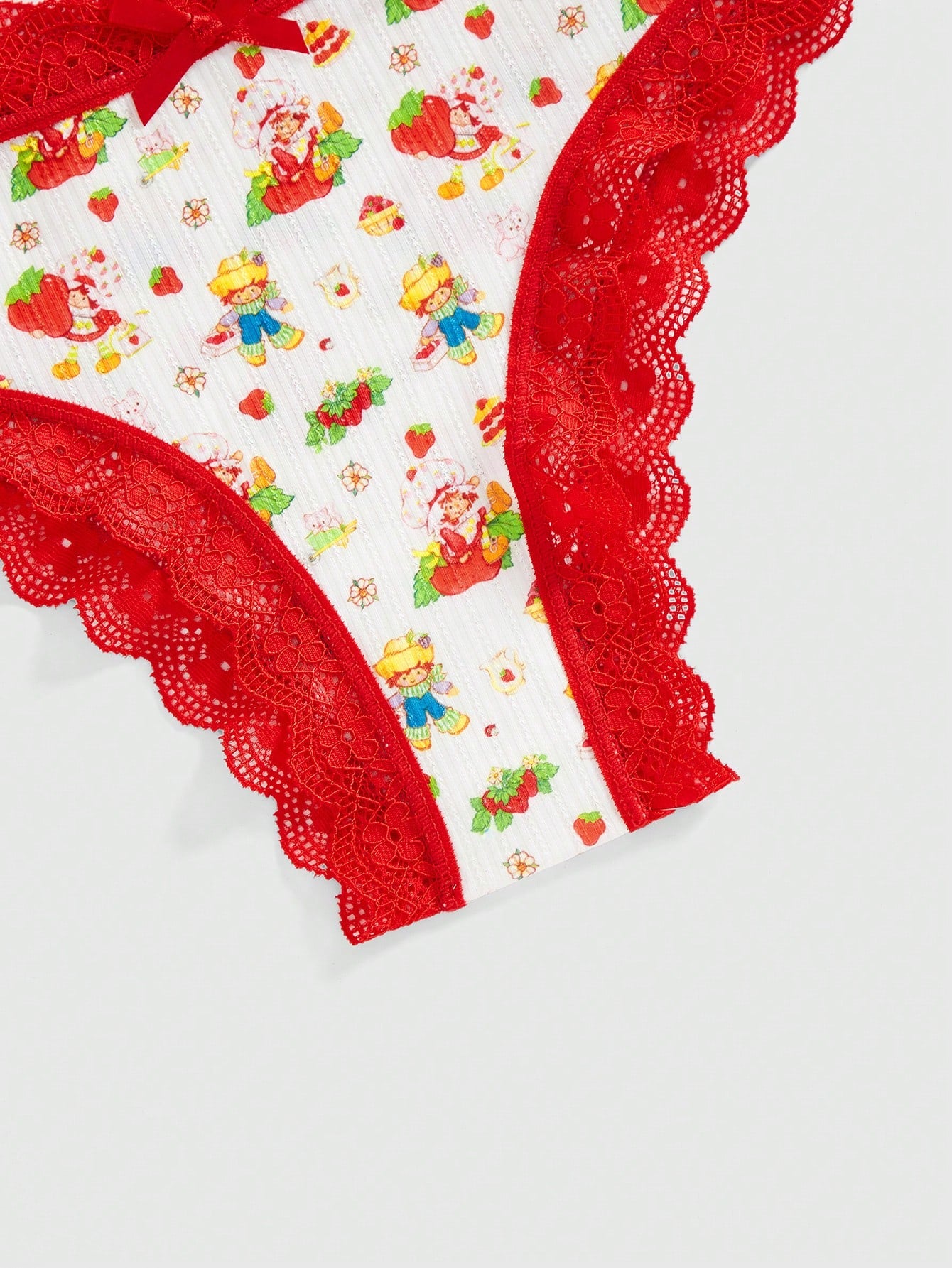 Strawberry Shortcake | ROMWE Strawberry Girl Lace Bow Decor 3-Pack Briefs Set