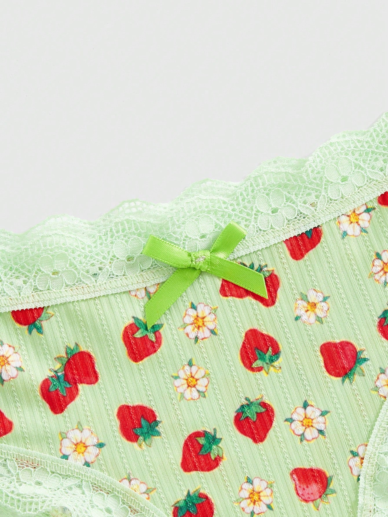 Strawberry Shortcake | ROMWE Strawberry Girl Lace Bow Decor 3-Pack Briefs Set