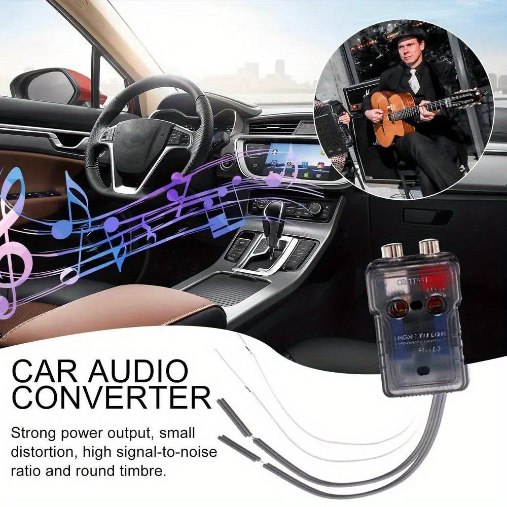 High-Performance Car Audio Converter - High to Low Level RCA Adapter for Subwoofers, Enhances Sound Quality & Noise Reduction