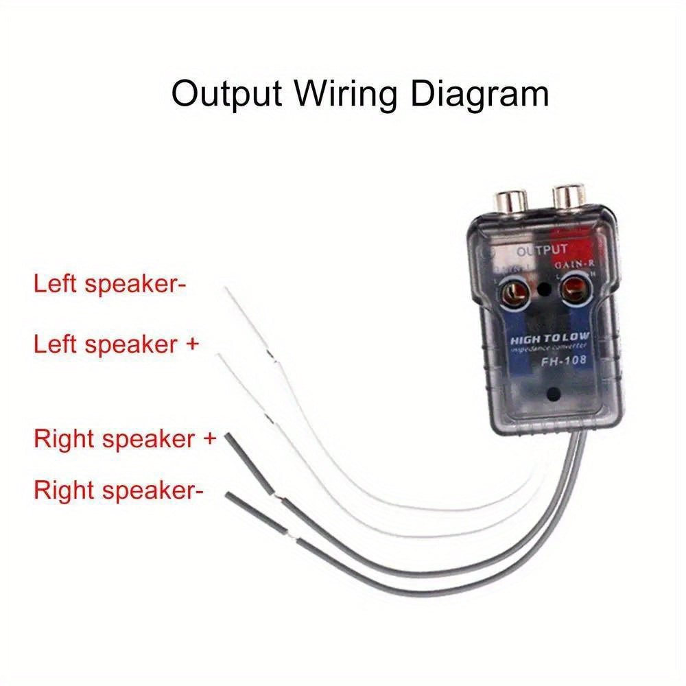 High-Performance Car Audio Converter - High to Low Level RCA Adapter for Subwoofers, Enhances Sound Quality & Noise Reduction