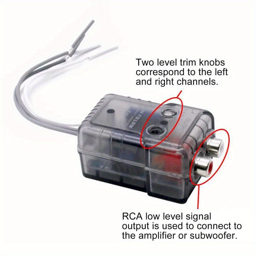 High-Performance Car Audio Converter - High to Low Level RCA Adapter for Subwoofers, Enhances Sound Quality & Noise Reduction