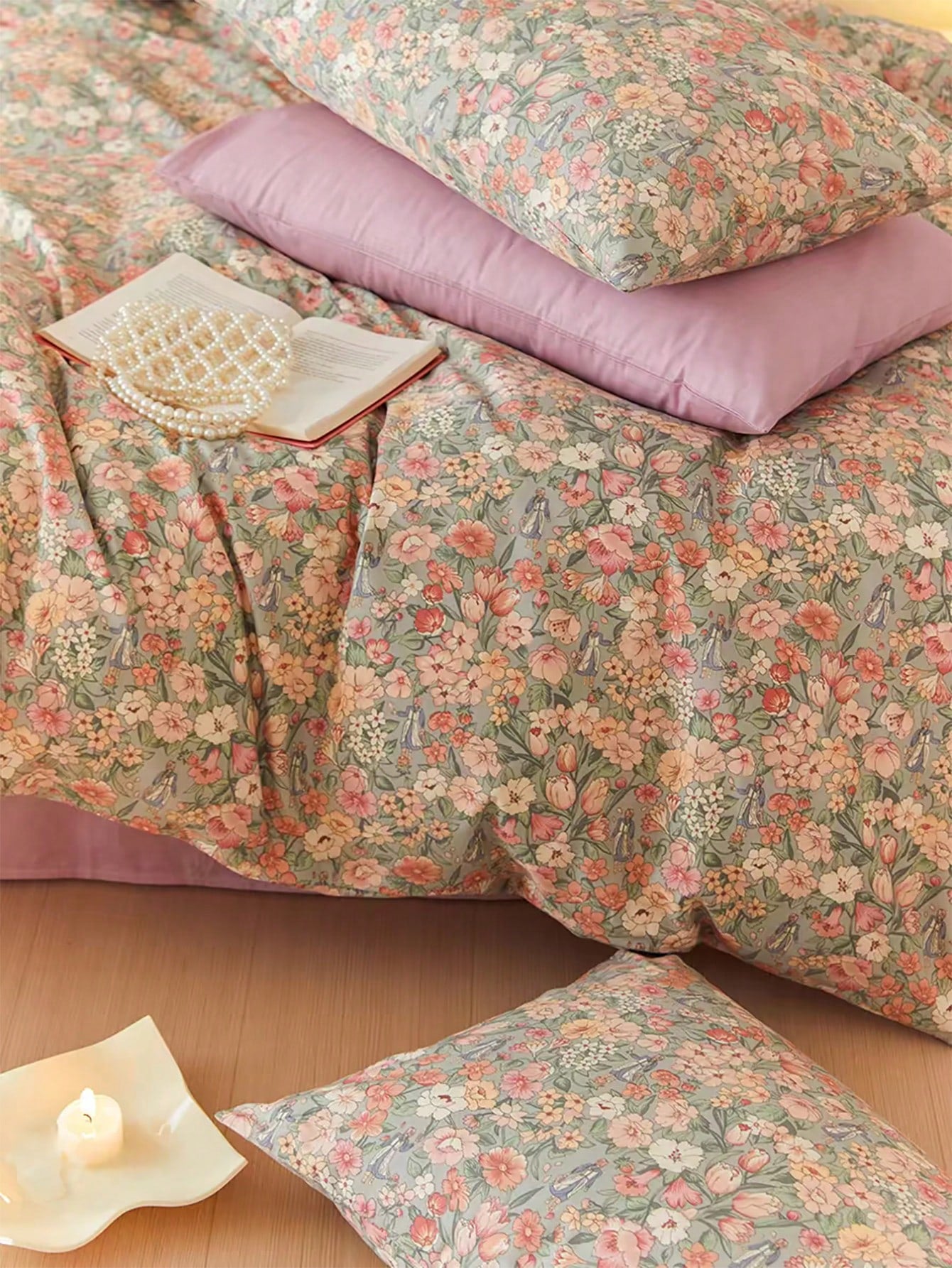 3pcs Autumnal Dance Vintage Print Bedding Set, 2 Pillowcases   1 Duvet Cover (Excludes Filler)