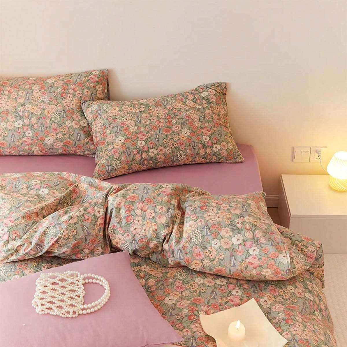 3pcs Autumnal Dance Vintage Print Bedding Set, 2 Pillowcases   1 Duvet Cover (Excludes Filler)