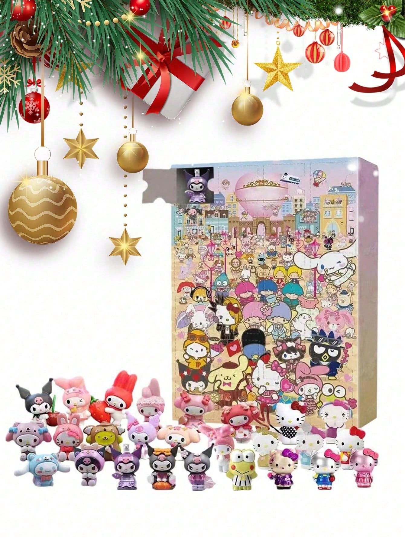 1Set Cute Animes Blind Box Christmas Advent Calendar Hello Kittys Kuromis Melodys Cinnamorolls Kawaii Cartoon Mystery Gift(Some Parts May Be Random)