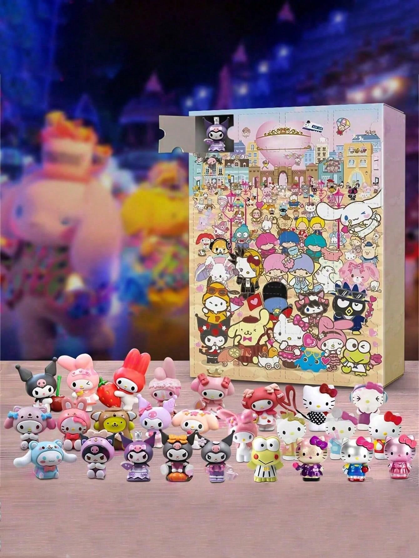 1Set Cute Animes Blind Box Christmas Advent Calendar Hello Kittys Kuromis Melodys Cinnamorolls Kawaii Cartoon Mystery Gift(Some Parts May Be Random)