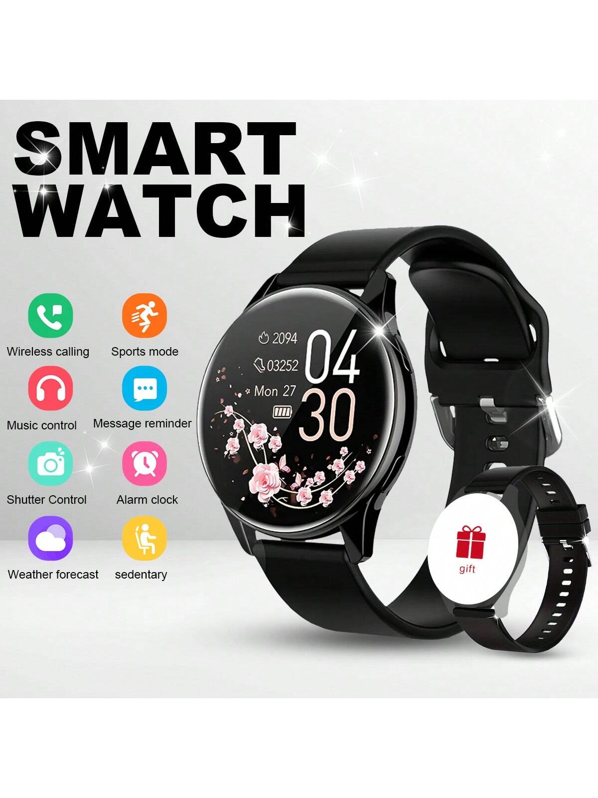 1pc Silicone Strap Unisex Sports Smart Watch, 1.5