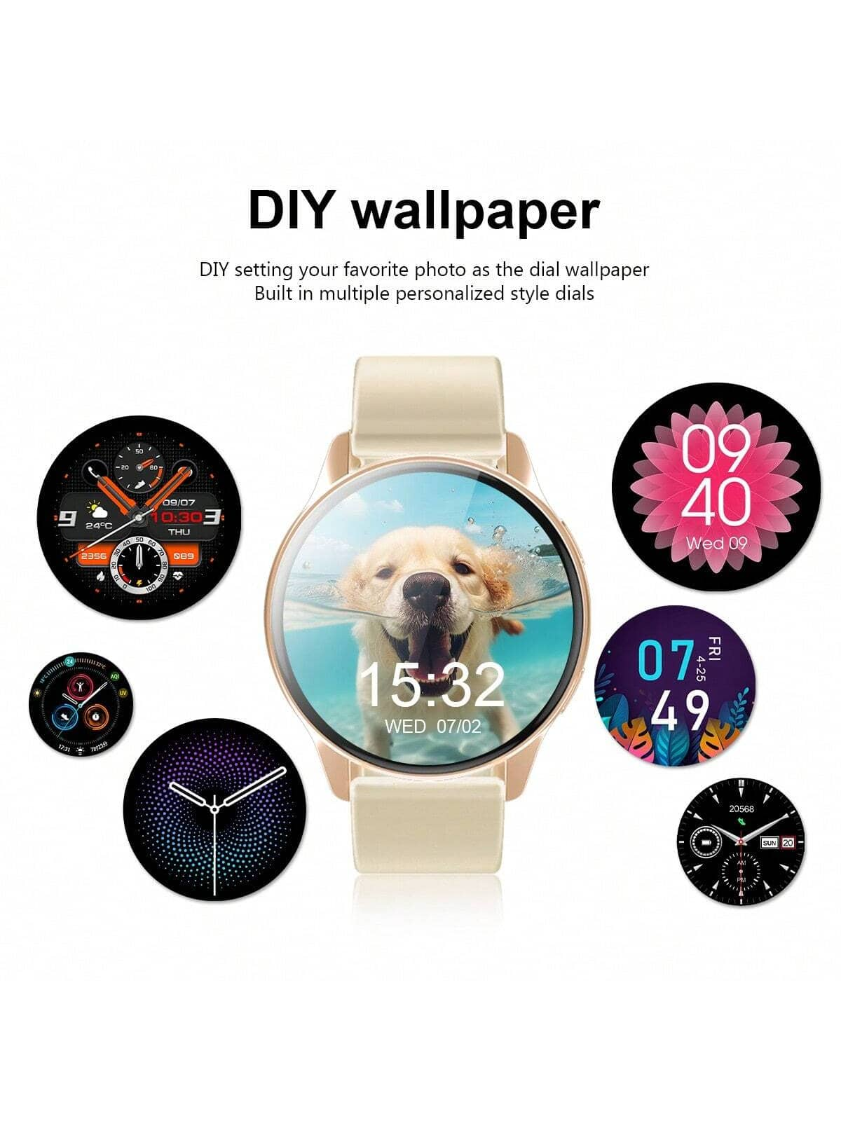 1pc Silicone Strap Unisex Sports Smart Watch, 1.5