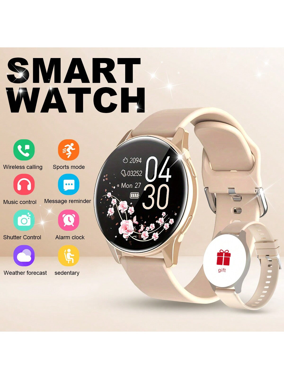 1pc Silicone Strap Unisex Sports Smart Watch, 1.5