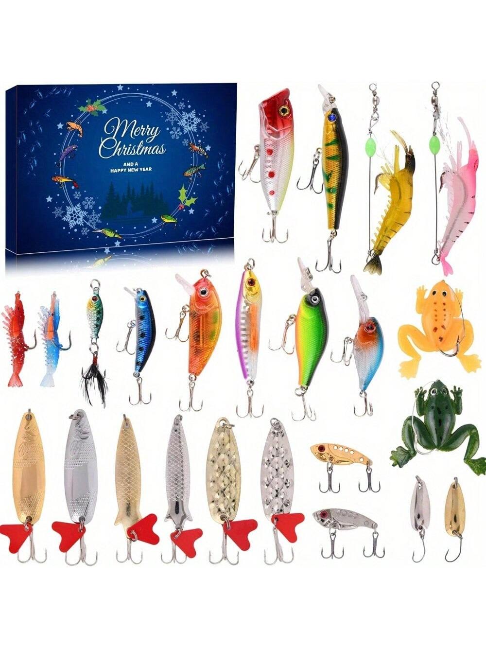 1 Set 12/24 Days Assorted Fishing Hook Advent Calendar Blind Box Christmas Toys, Suitable For Adult Fishing Enthusiasts - 2024 & 2025 Christmas Surprise Gift