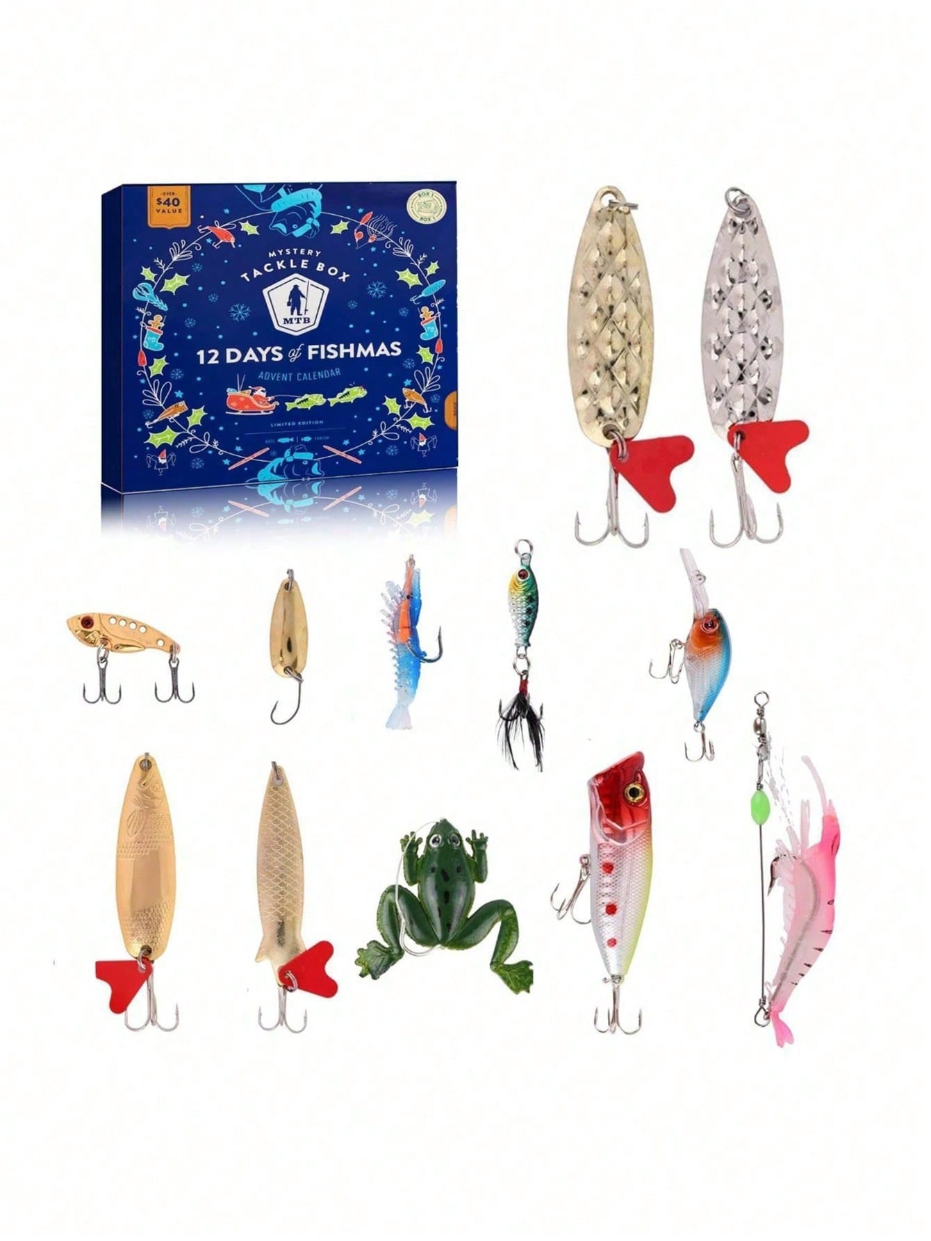 1 Set 12/24 Days Assorted Fishing Hook Advent Calendar Blind Box Christmas Toys, Suitable For Adult Fishing Enthusiasts - 2024 & 2025 Christmas Surprise Gift